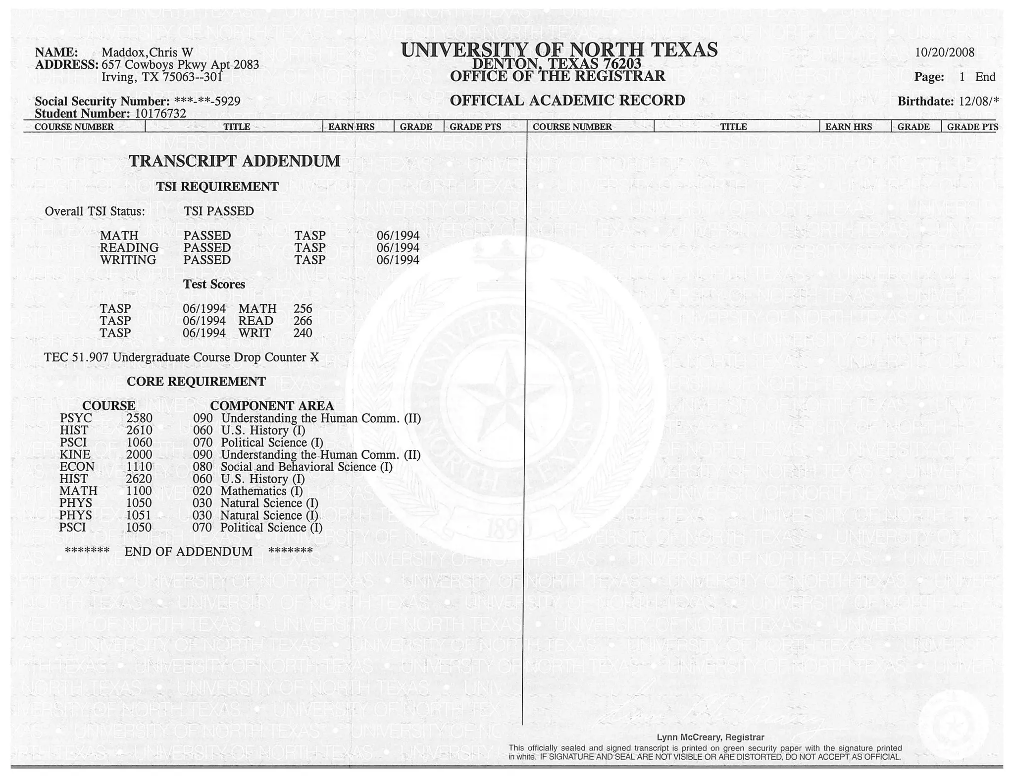 UNT Transcript 02-03 | PPT