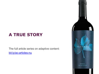 @nozurbinaAdaptive content
Embedding specific semantics & structure in our content
enables contextually-appropriate and seamless online/offline
experiences
12
3
6
9
12
3
6
9
 