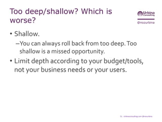@nozurbinaContent modelling
52 - Urbinaconsulting.com @nozurbina
Content modelling is hard.We’re flattening
structures that are actually very layered in
time and depth.
But we have no choice.
 
