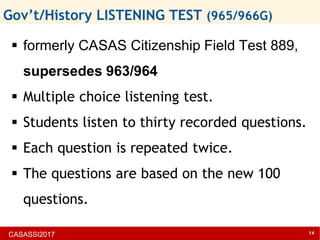Casas Etests Example Question CASAS Assessments for Citizenship Preparation | PDF