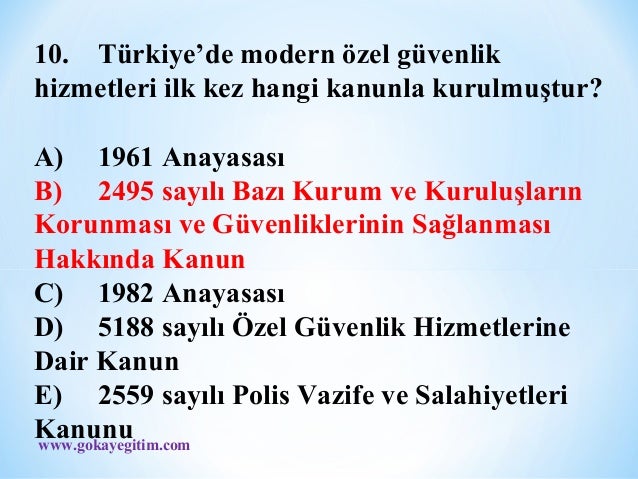 52.dönem özel güvenlik sınav soru ve cevapları