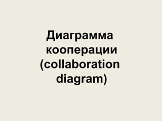 Диаграмма 
кооперации 
(collaboration 
diagram) 
 