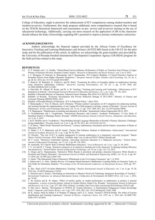 Classroom practices in primary schools’ mathematics teaching supported ...