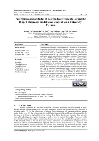 Perceptions and attitudes of postgraduate students toward the flipped ...