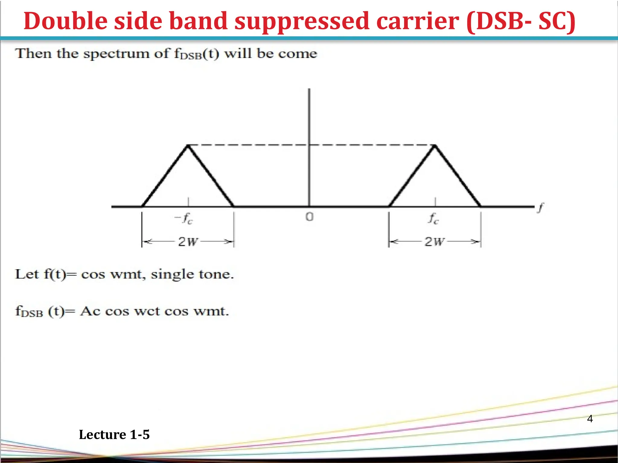 Double side band suppressed carrier (DSB- SC)
4
Lecture 1-5
 