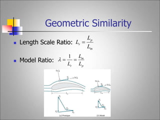 Geometric Similarity
m
p
r
L
L
L 
 Length Scale Ratio:
 Model Ratio:
p
m
r L
L
L


1

 