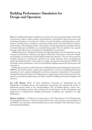 Building Performance Simulation For Design And Operation Jan Lm ...