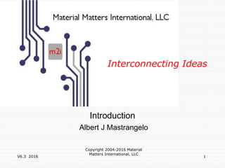 1
Introduction
Albert J Mastrangelo
Interconnecting Ideas
V6.3 2016
Copyright 2004-2016 Material
Matters International, LLC
 