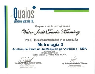 Certificado Metrologia 3 MSA - Atributos
