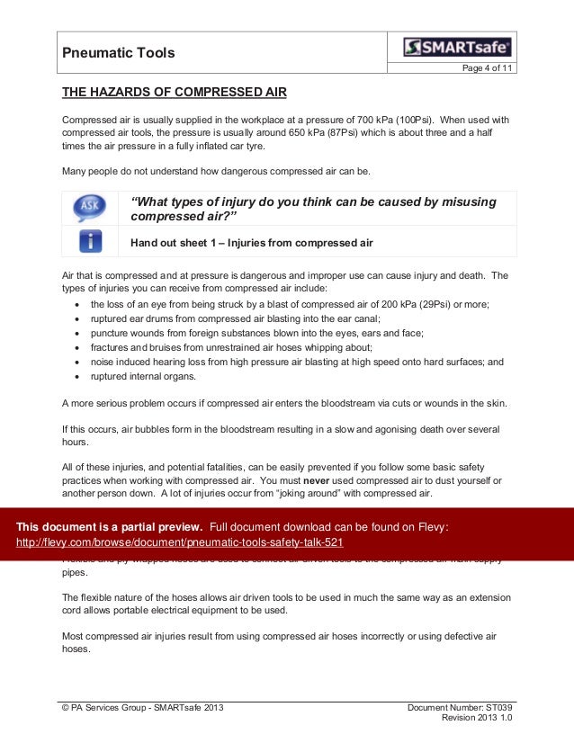 Pneumatic Tools Safety Talk