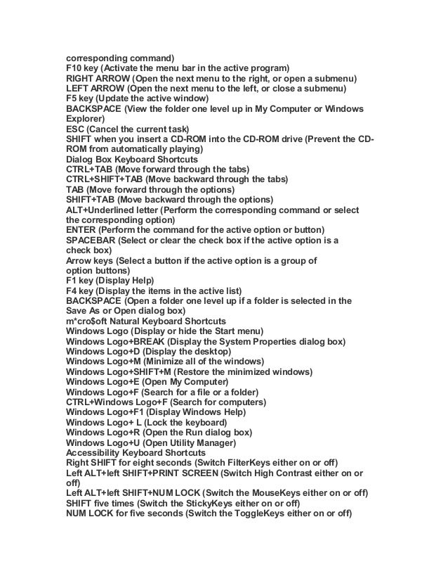 Keyboard shortcut keys pdf picture