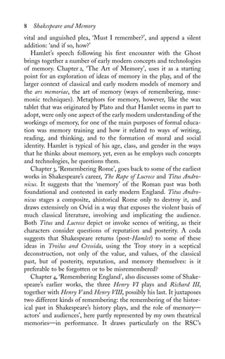 Hamlet Memory Shakespeare And Memory Hester Leesjeffries | PDF