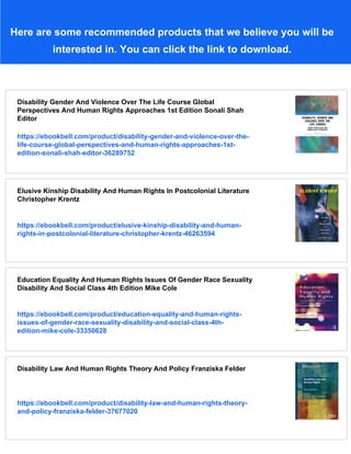 Disability And Human Rights Global Perspectives Edurne Garca Iriarte | PDF