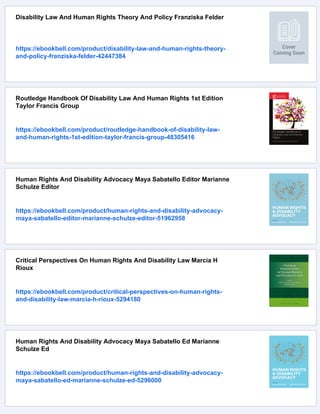 Disability And Human Rights Global Perspectives Edurne Garca Iriarte | PDF