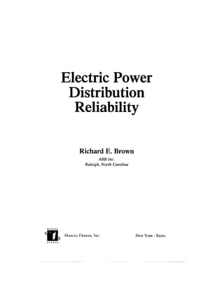 Electric Power Distribution Reliability 1st Edition Richard E