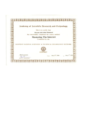 My training Certification
