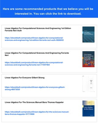 Linear Algebra For Computational Sciences And Engineering 2nd Edition ...
