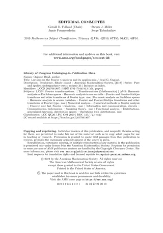 Lectures On The Fourier Transform And Its Applications Brad Osgood | PDF