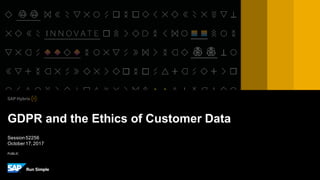 PUBLIC
Session52256
October17,2017
GDPR and the Ethics of Customer Data
 