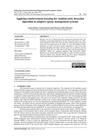 Applying reinforcement learning for random early detection algorithm in ...