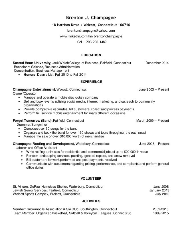 champagne resume linkedin roofing job description resume