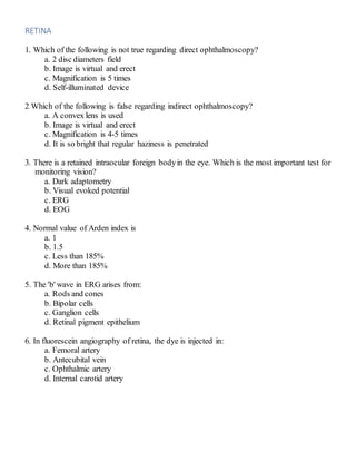 Optometry Instruments Osce Questions 522 mcqs & osce in ophthalmology | DOCX
