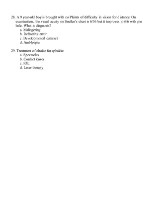 Optometry Instruments Osce Questions 522 mcqs & osce in ophthalmology | DOCX