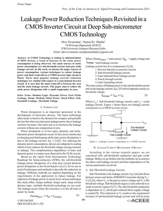 Leakage Power Reduction Techniques Revisited in a CMOS Inverter Circuit ...