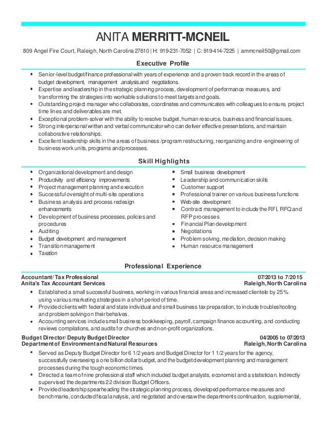 tax professional resume