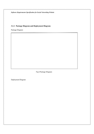 Software Requirements Specification for Social Networking Website
3.1.1 Package Diagram and Deployment Diagram
Package Diagram
Fig 6 Package Diagram
Deployment Diagram
 