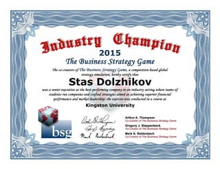 Kingston University
Stas Dolzhikov
2015
 