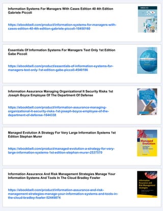 Information Systems A Managers Guide To Harnessing Technology John ...