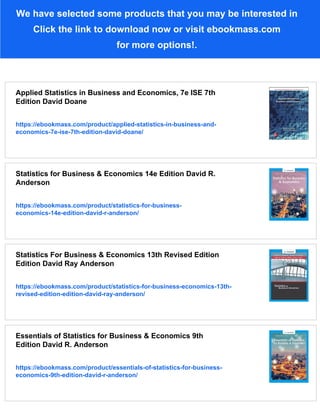 Applied Statistics in Business and Economics 5th Edition David Doane | PDF