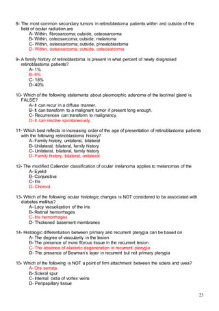 523 ophthalmology MCQs