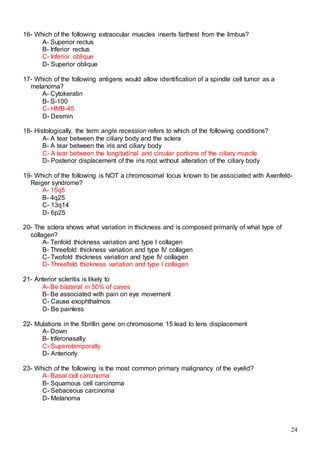523 ophthalmology MCQs