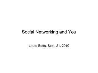 Social Networking and You Laura Botts, Sept. 21, 2010 