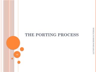 MOBILE
NUMBER
PORTABILITY
12
THE PORTING PROCESS
 