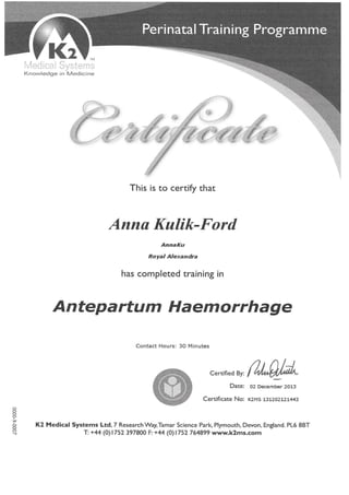 Perinatal Training Programme - Antepartum Haemorrhage