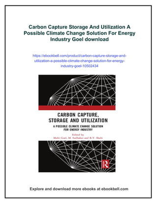 Carbon Capture Storage And Utilization A Possible Climate Change ...