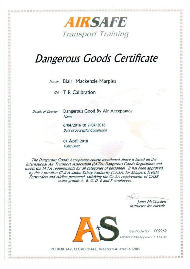 Dangerous Goods By Air Blair Marples