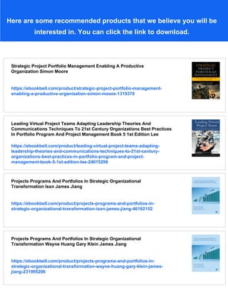 Organizational Project Portfolio Management A Practitioners Guide ...