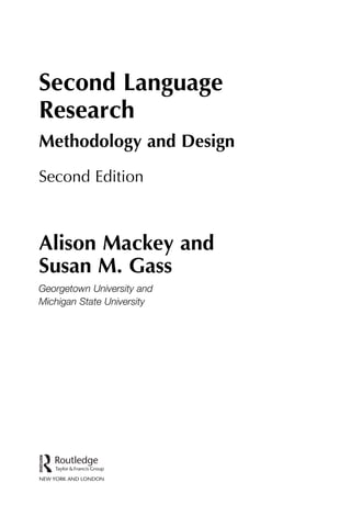 Second Language Research Methodology And Design 2nd Edition Alison ...
