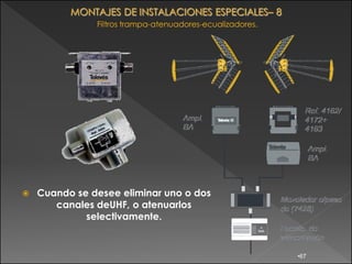    Cuando se desee eliminar uno o dos
       canales deUHF, o atenuarlos
             selectivamente.


                                         •67
 