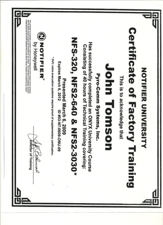 Notifier University Certification