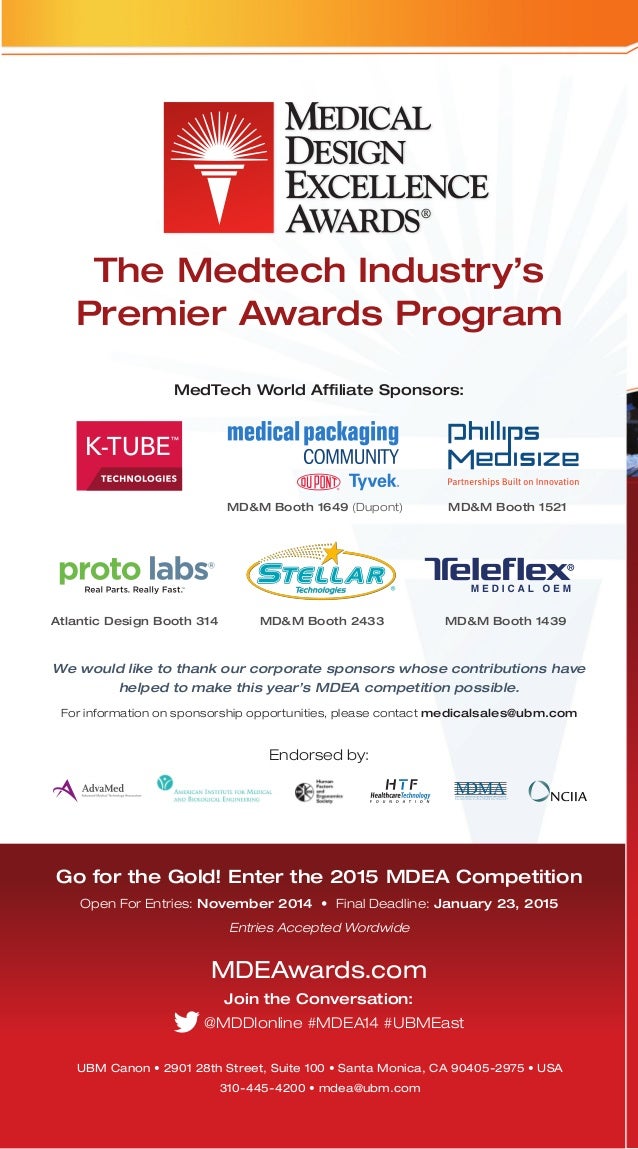 2014 Medical Design Excellence Awards Ceremony Brochure