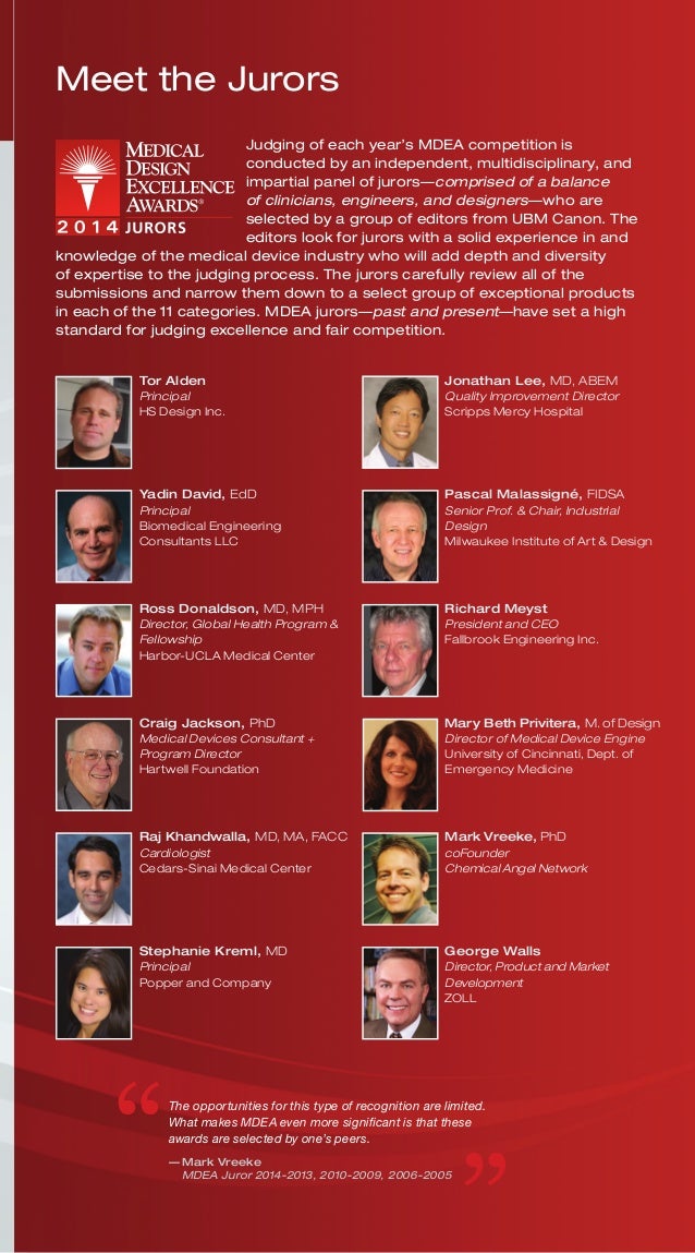 2014 Medical Design Excellence Awards Ceremony Brochure