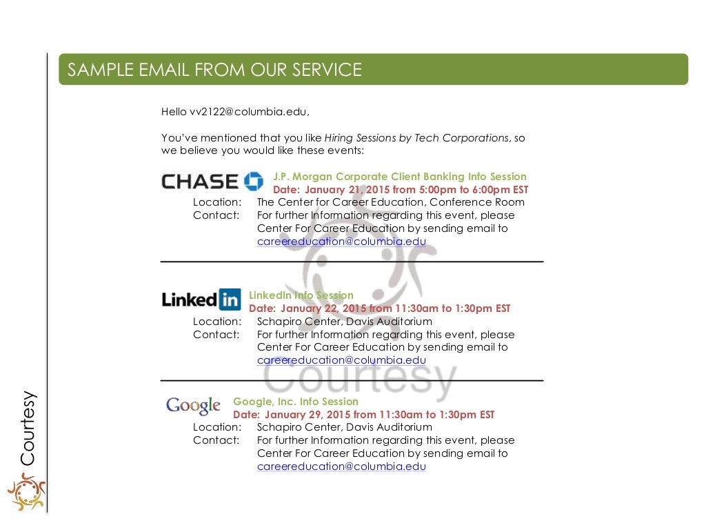 Courtesy SAMPLE EMAIL FROM OUR