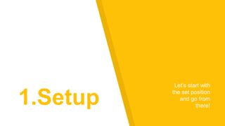 1.Setup
Let’s start with
the set position
and go from
there!
 