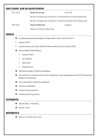 Cimplicity Video Server Computer Setup CV (Fee Boon Tang) | PDF