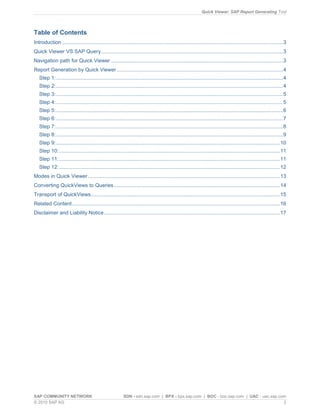 Sap Quick Reference Guide Layout Example Pdf SAP Quickviewer | PDF